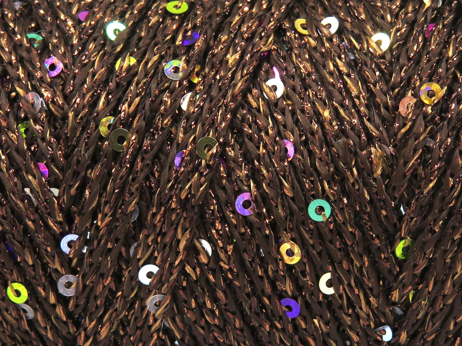 Lot of 2 x 200gr Skeins Ice Yarns MACRAME GLITZ PAILLETTE (10% Paillette) Yarn Brown