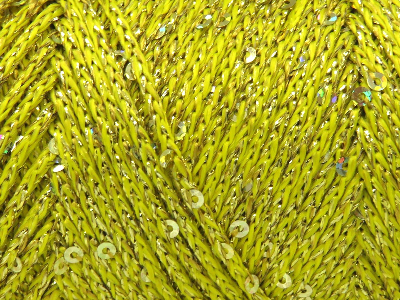 Lot of 2 x 200gr Skeins Ice Yarns MACRAME GLITZ PAILLETTE (10% Paillette) Yarn Olive Green