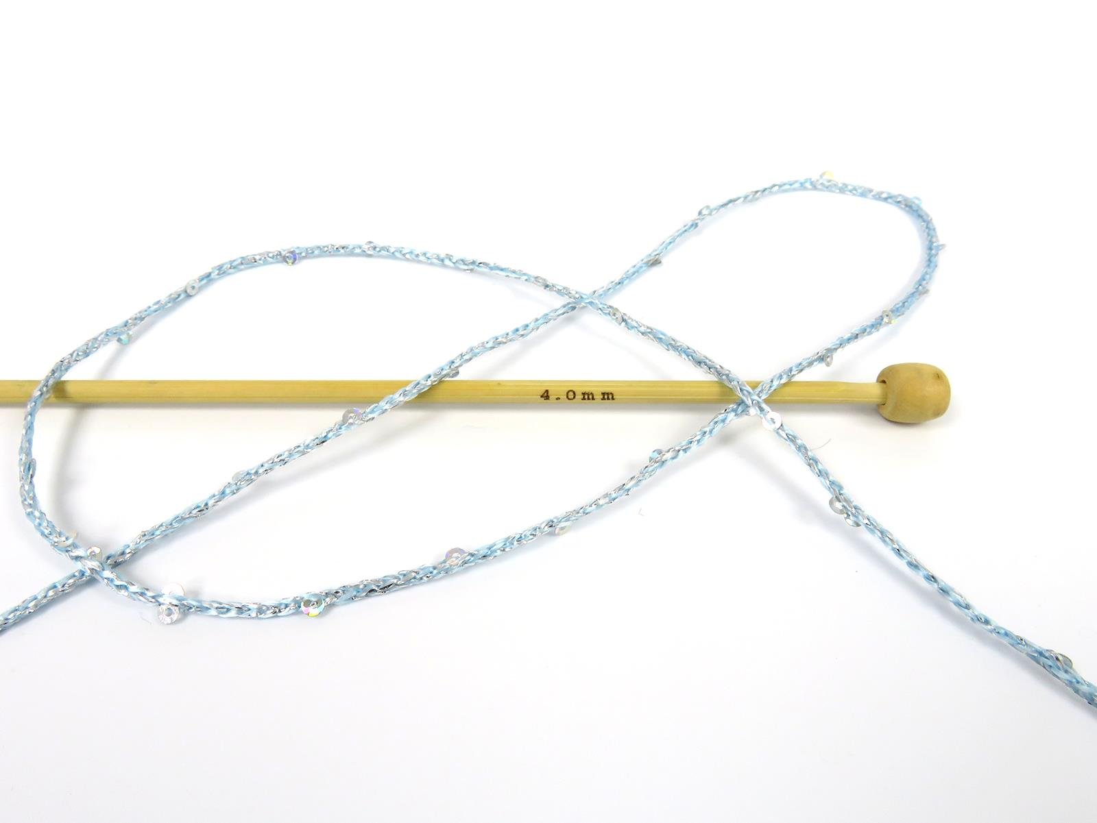 Lot of 2 x 200gr Skeins Ice Yarns MACRAME GLITZ PAILLETTE (10% Paillette) Yarn Light Blue