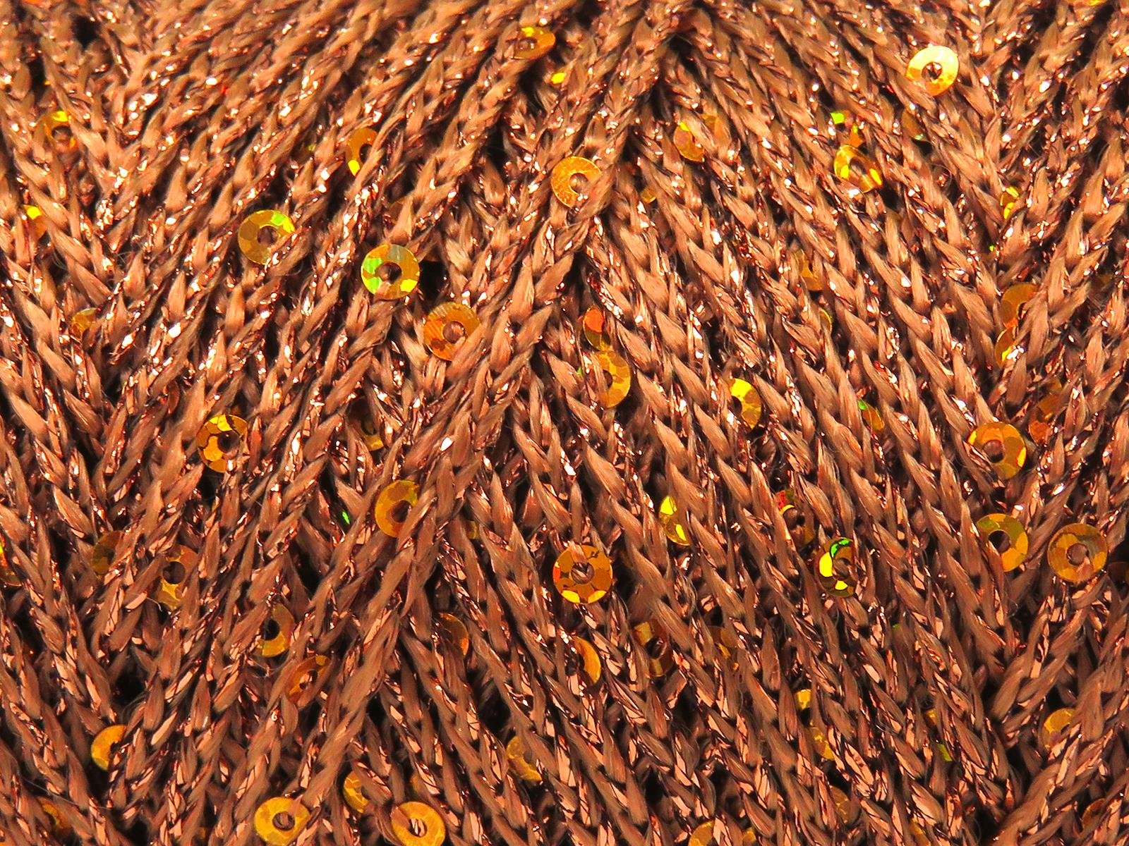 Lot of 2 x 200gr Skeins Ice Yarns MACRAME GLITZ PAILLETTE (10% Paillette) Yarn Copper