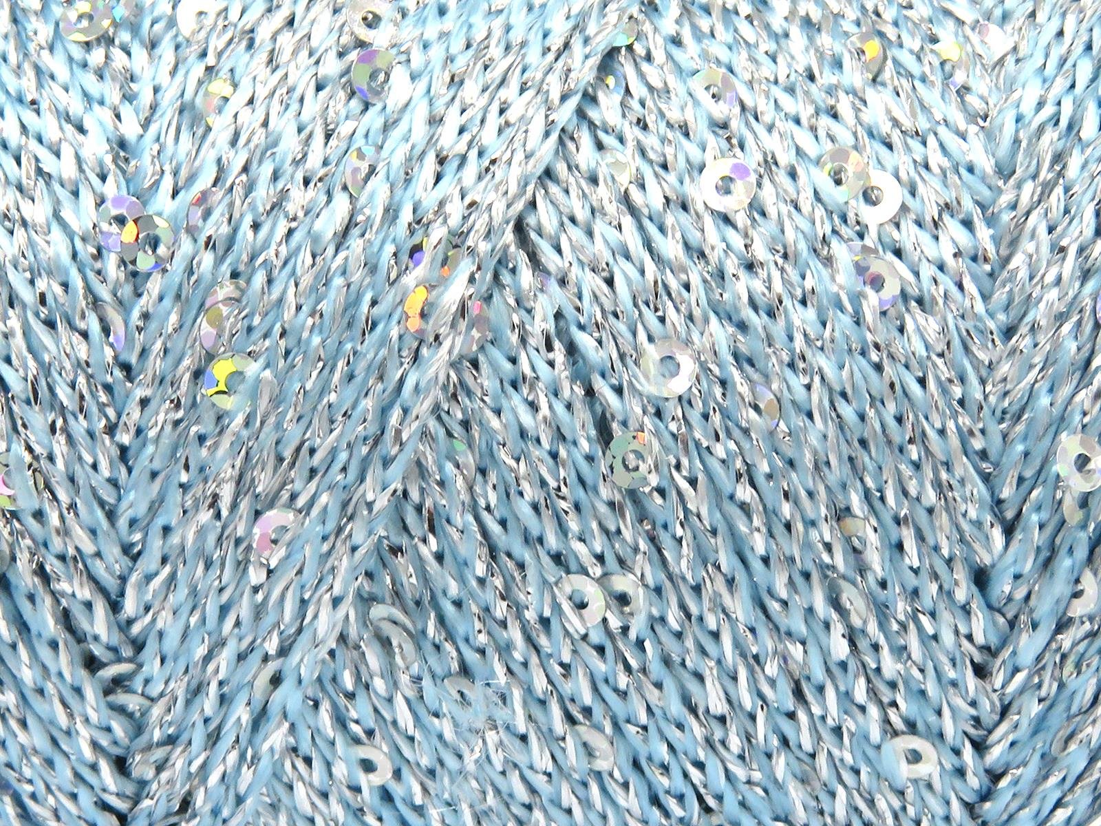 Lot of 2 x 200gr Skeins Ice Yarns MACRAME GLITZ PAILLETTE (10% Paillette) Yarn Light Blue