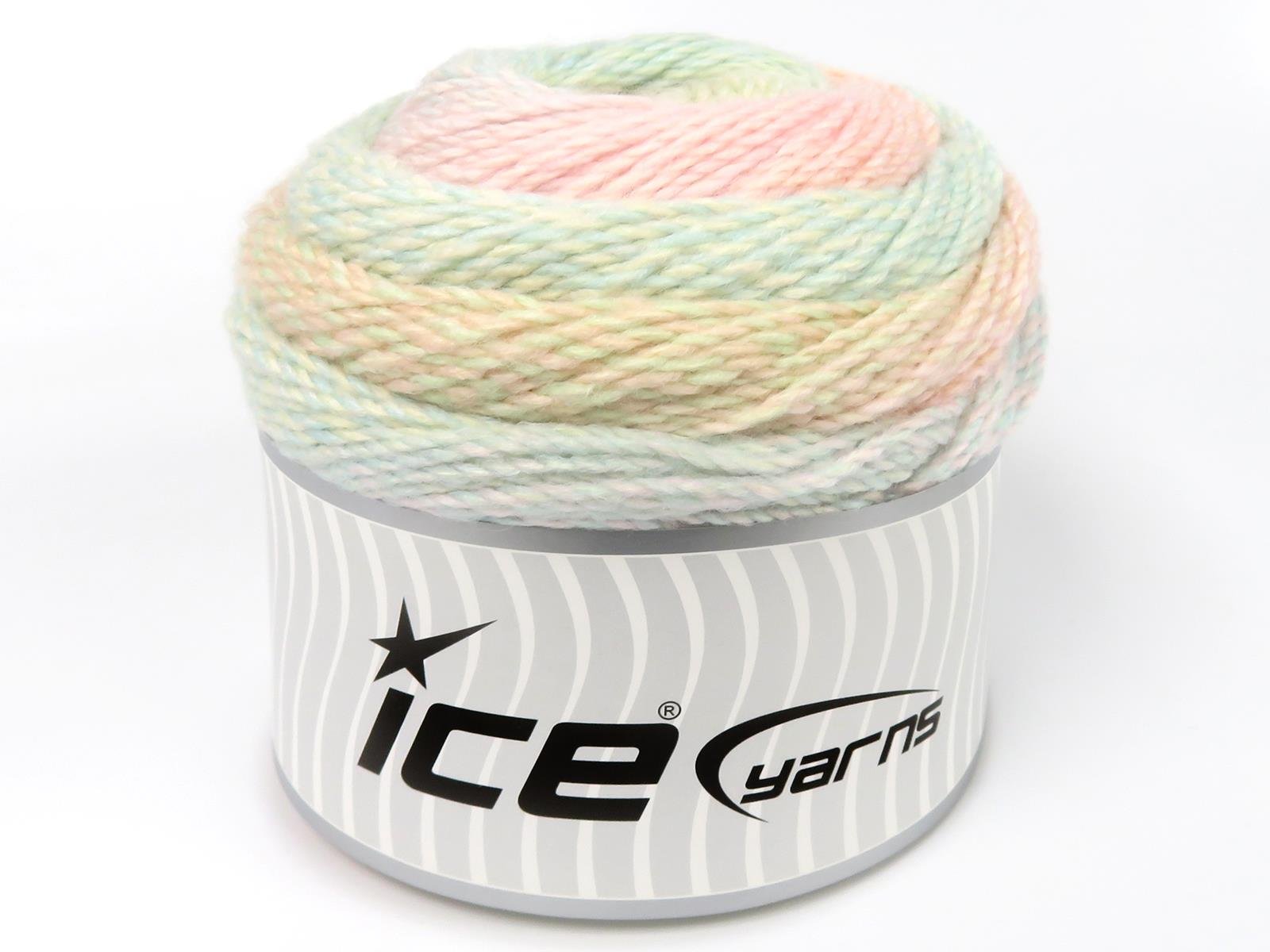 Lot of 2 x 200gr Skeins Ice Yarns MOSAIC COTTON (43% Cotton) Yarn Pastel Colors