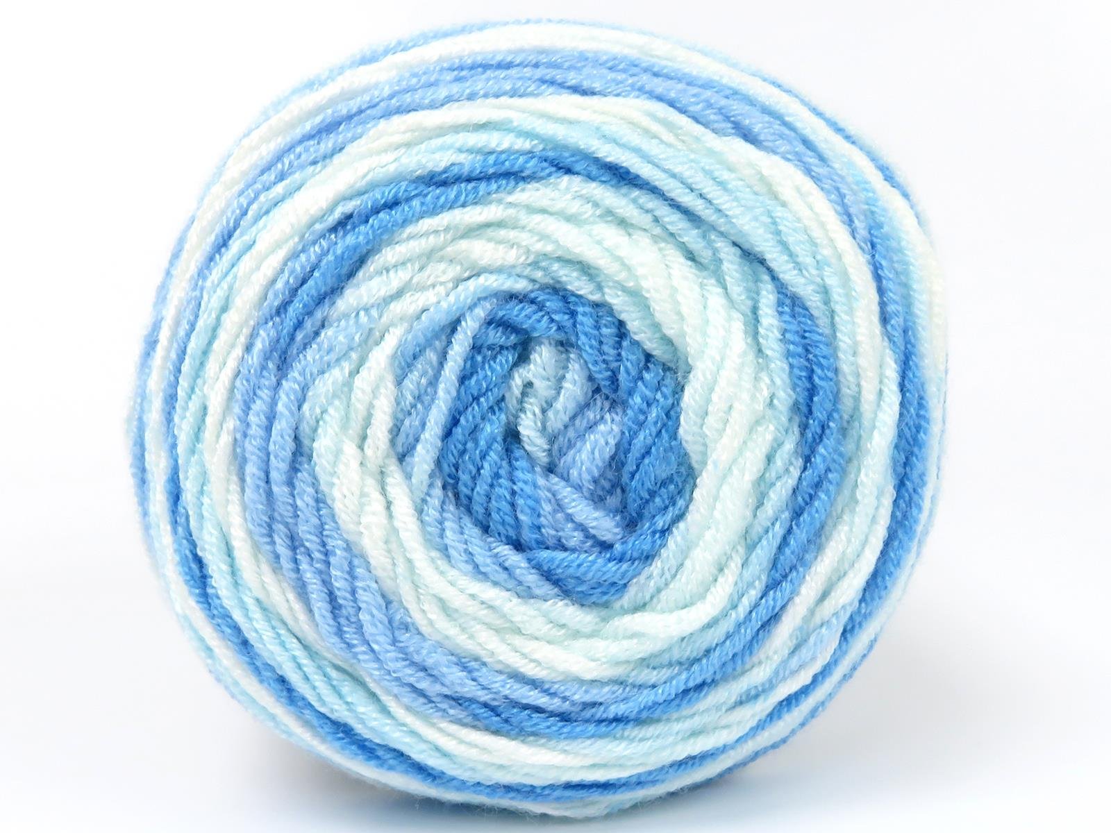 Lot of 3 x 100gr Skeins Ice Yarns BABY DREAM BATIK Yarn Blue Shades White