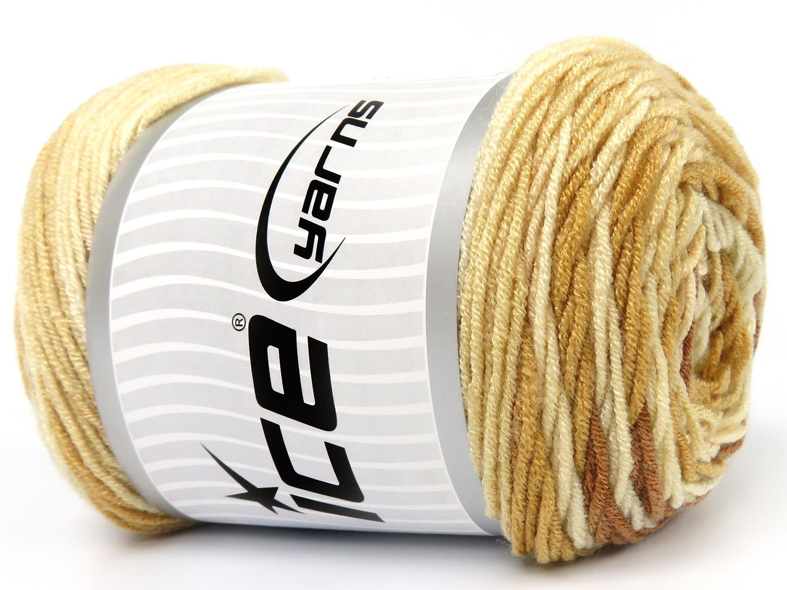 Lot of 3 x 100gr Skeins Ice Yarns BABY DREAM BATIK Yarn Brown Shades Cream