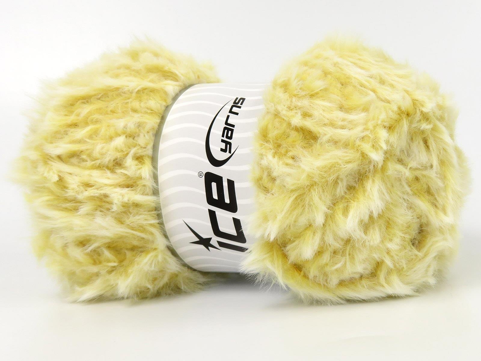 Lot of 3 x 100gr Skeins Ice Yarns BUNNY FUR Hand Knitting Yarn Gold