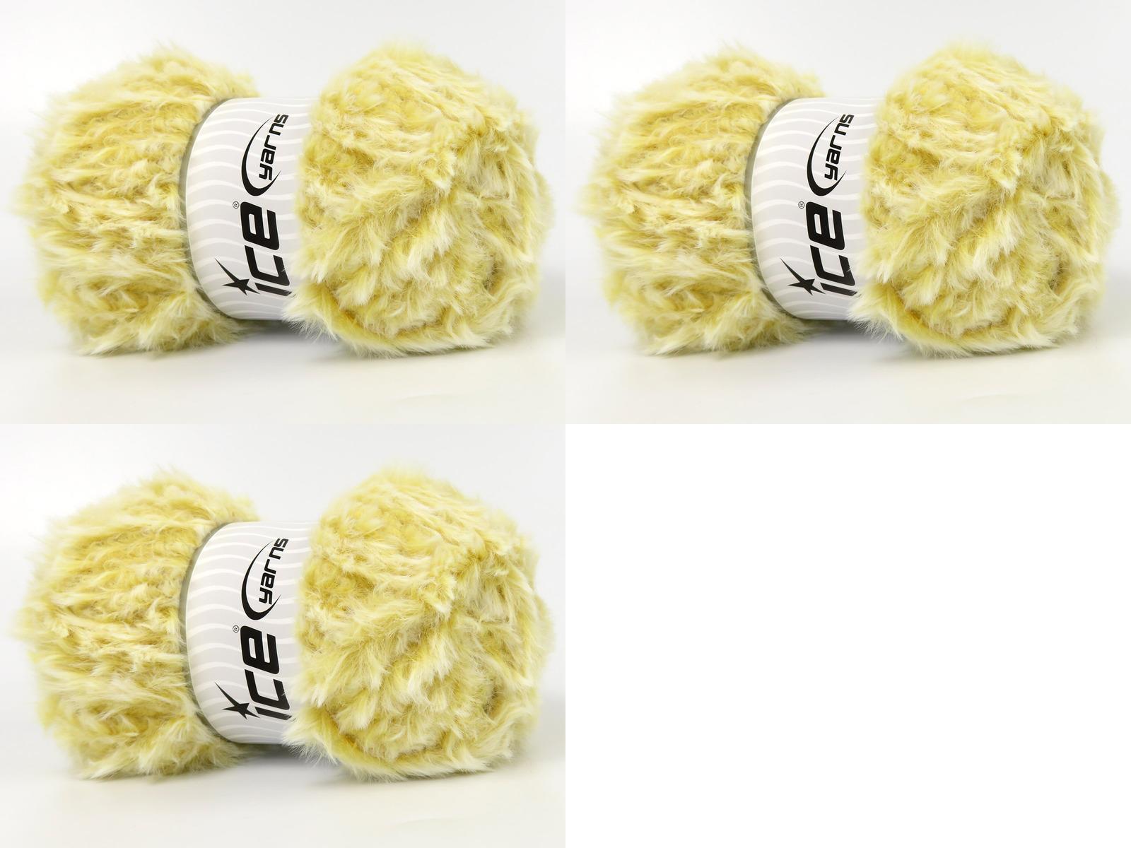 Lot of 3 x 100gr Skeins Ice Yarns BUNNY FUR Hand Knitting Yarn Gold