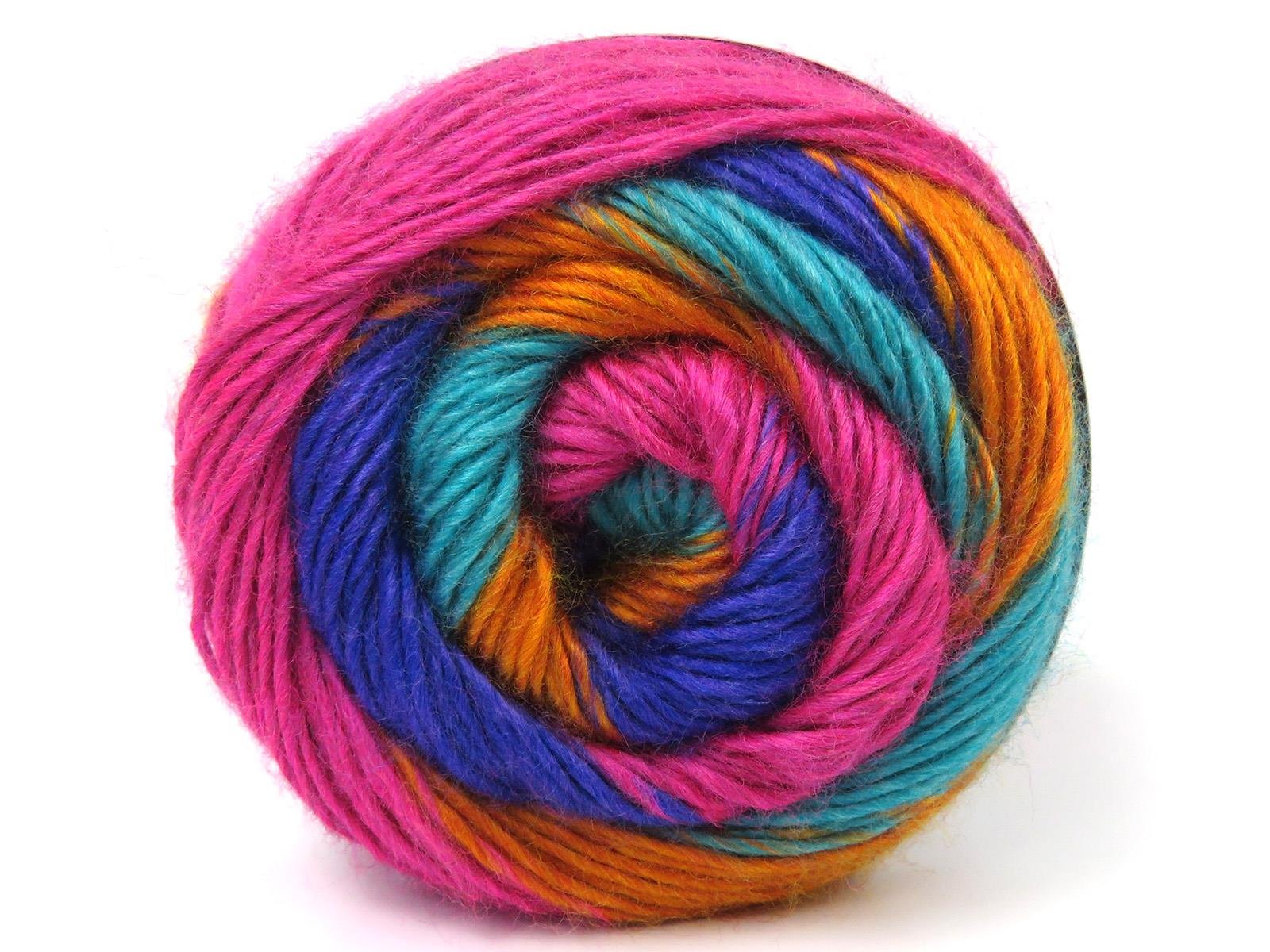 Lot of 3 x 100gr Skeins Ice Yarns CAKES NAPOLITANO Yarn Purple Fuchsia Green Gold