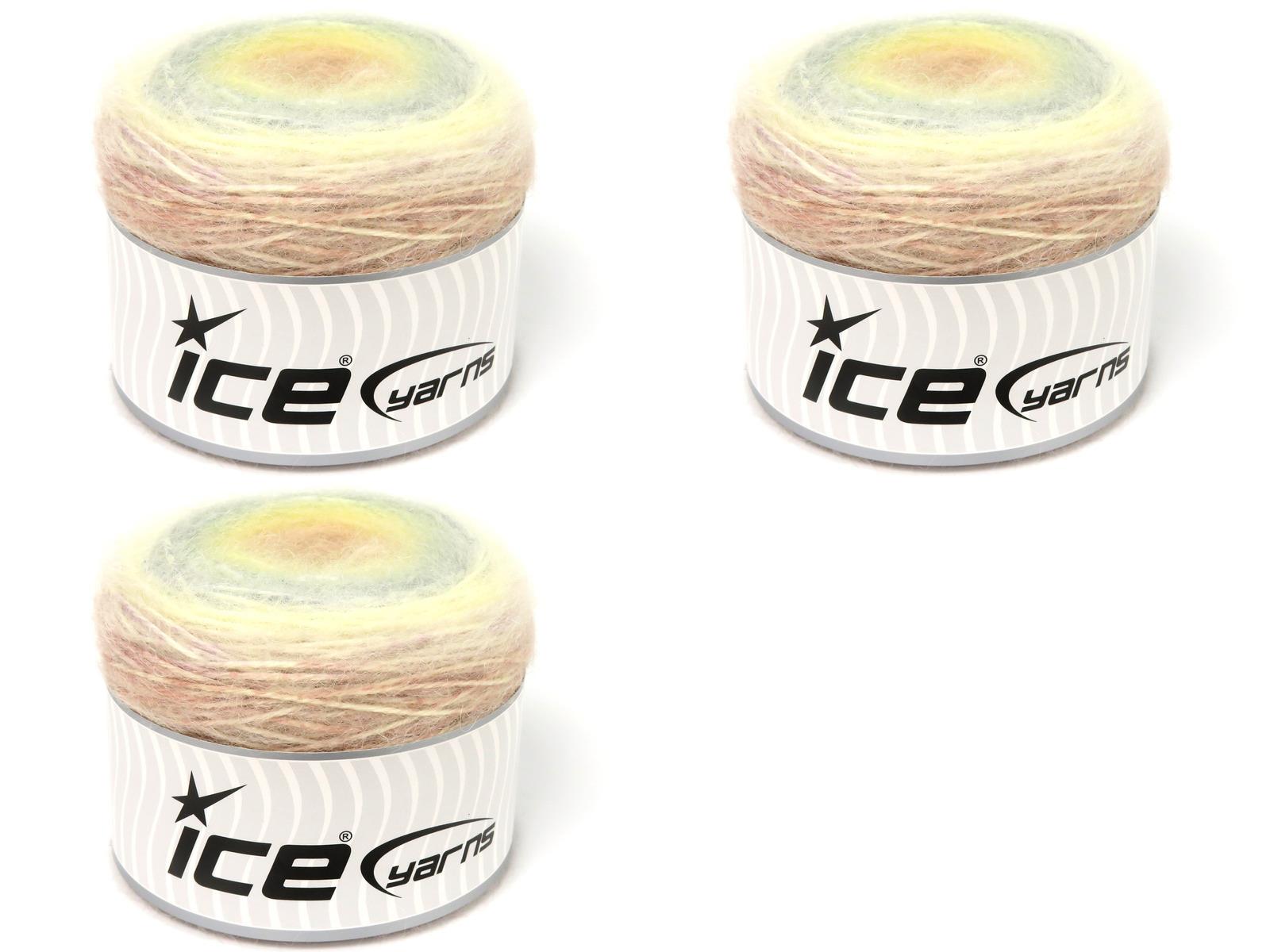 Lot of 3 x 100gr Skeins Ice Yarns CAKES ALPACA (25% Alpaca 25% Wool) Yarn Salmon Shades Yellow Shades Blue Shades