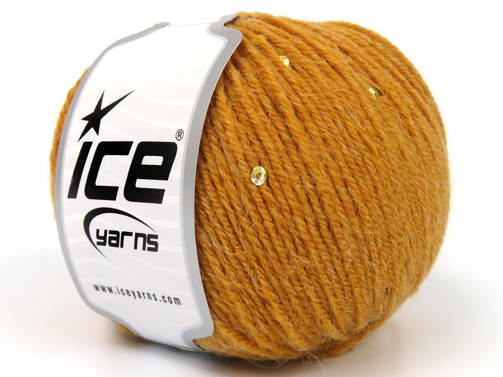 Lot of 4 Skeins Ice Yarns ALPACA PAILLETTE (20% Alpaca 5% Paillette) Yarn Gold