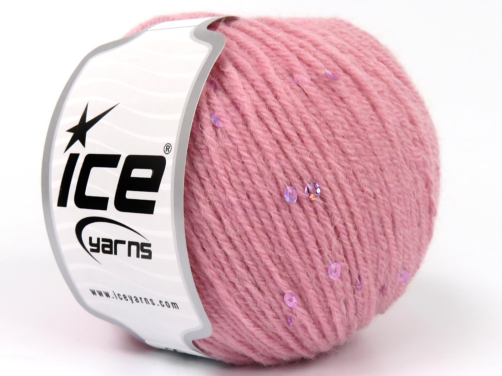 Lot of 4 Skeins Ice Yarns ALPACA PAILLETTE (20% Alpaca 5% Paillette) Yarn Baby Pink