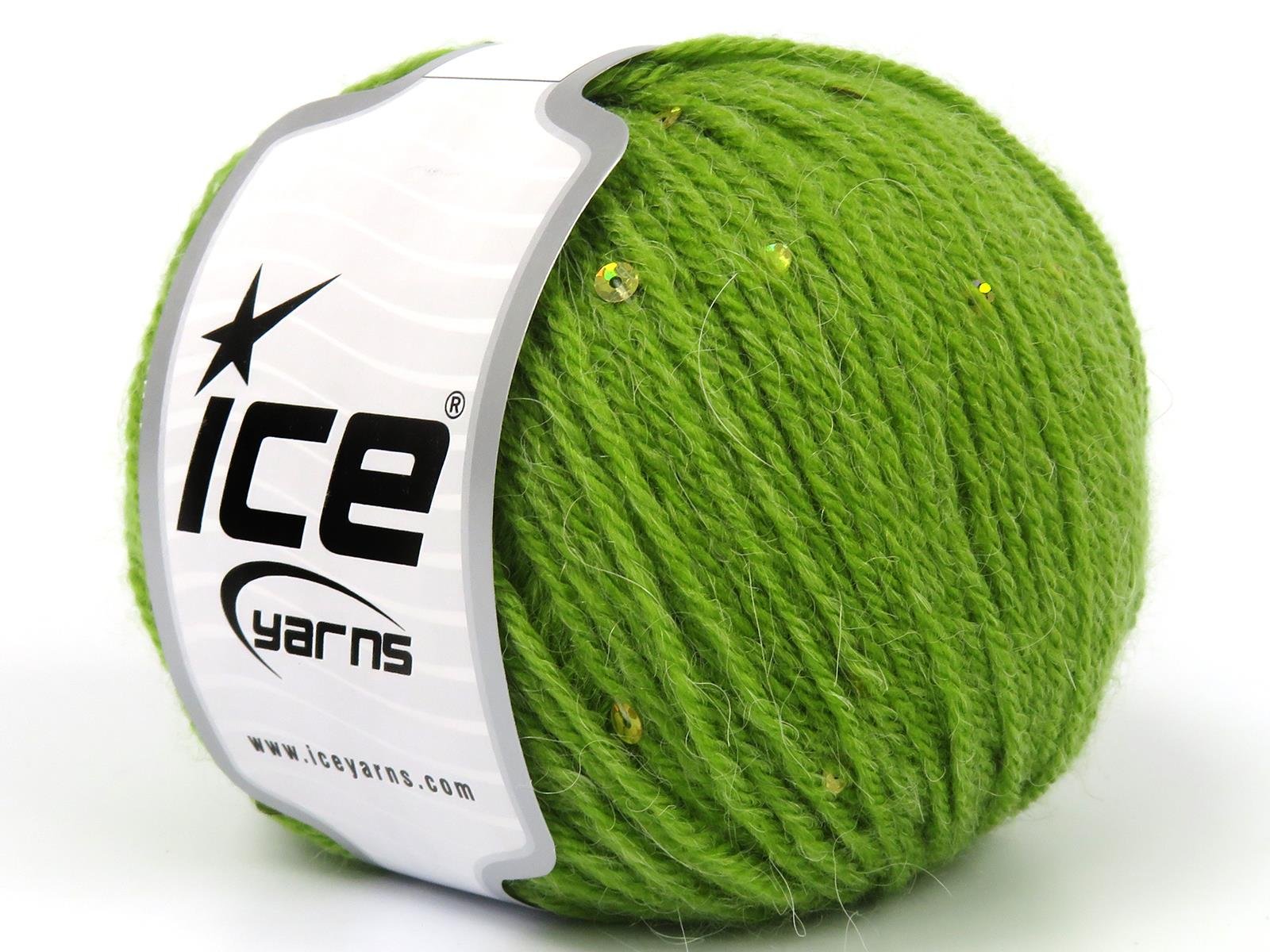 Lot of 4 Skeins Ice Yarns ALPACA PAILLETTE (20% Alpaca 5% Paillette) Yarn Pistachio Green