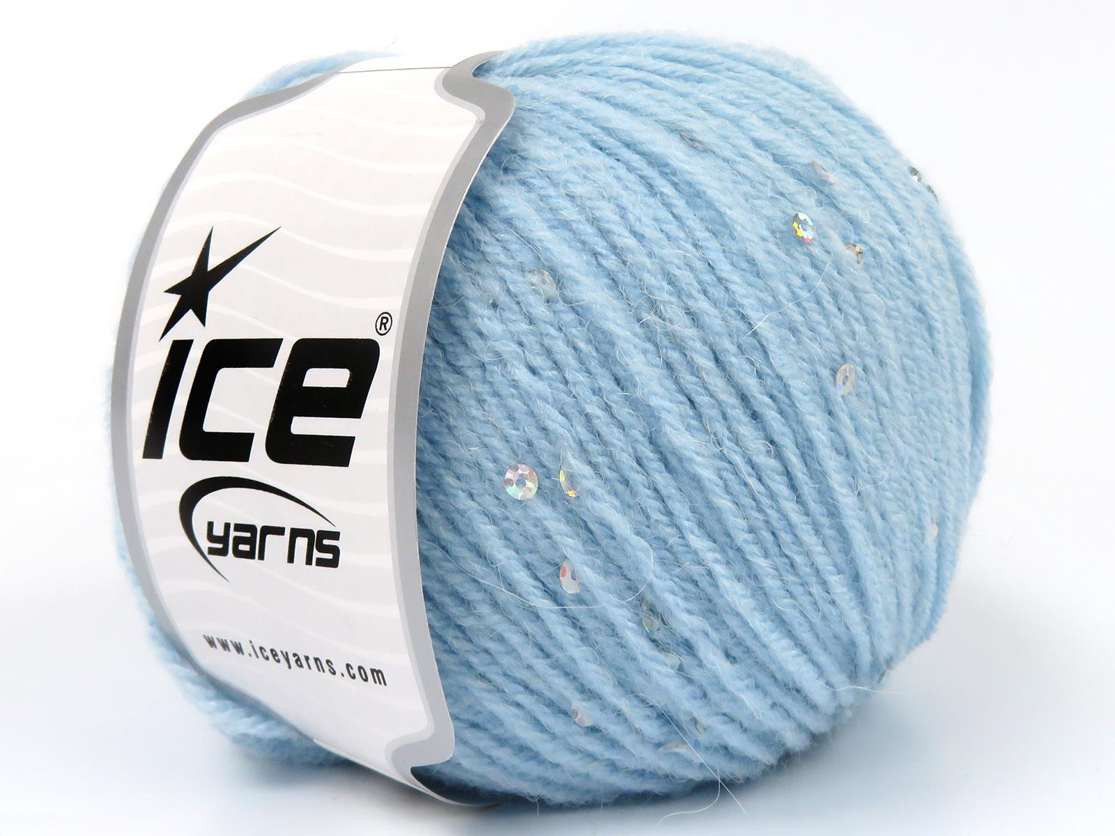 Lot of 4 Skeins Ice Yarns ALPACA PAILLETTE (20% Alpaca 5% Paillette) Yarn Baby Blue