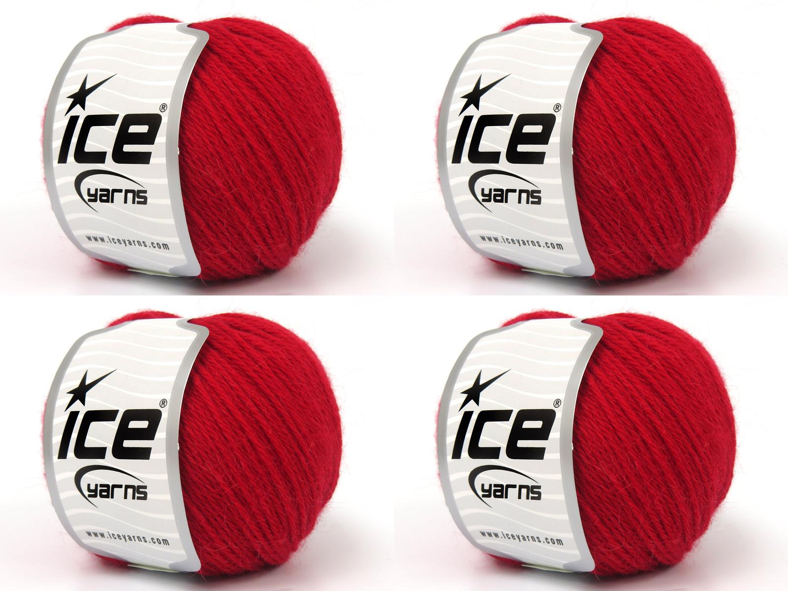 Lot of 4 Skeins Ice Yarns BABY ALPACA (45% Superwash Extrafine Merino Wool) Yarn Red
