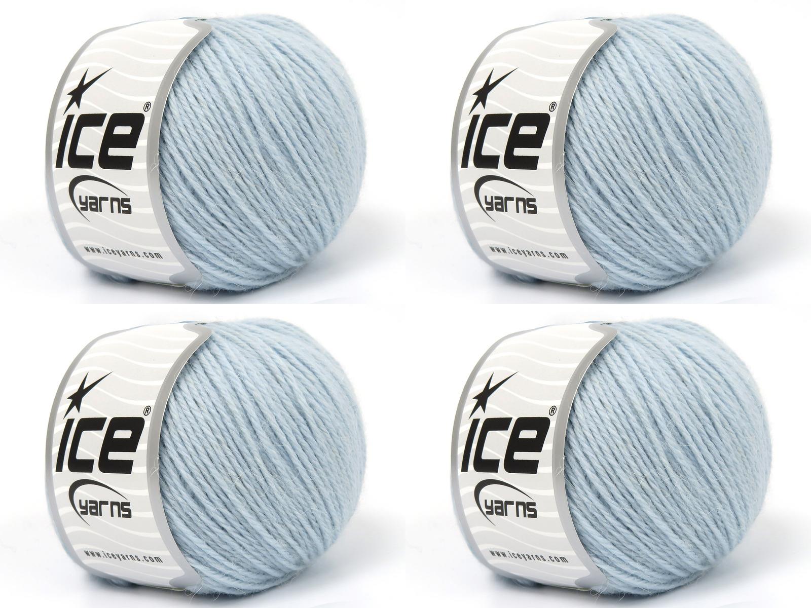Lot of 4 Skeins Ice Yarns BABY ALPACA (45% Superwash Extrafine Merino Wool) Yarn Baby Blue