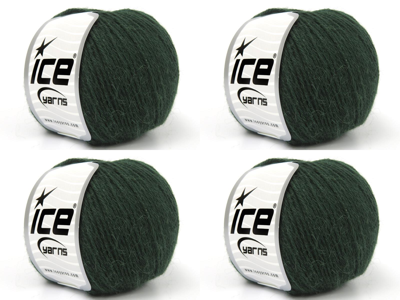 Lot of 4 Skeins Ice Yarns BABY ALPACA (45% Superwash Extrafine Merino Wool) Yarn Dark Green