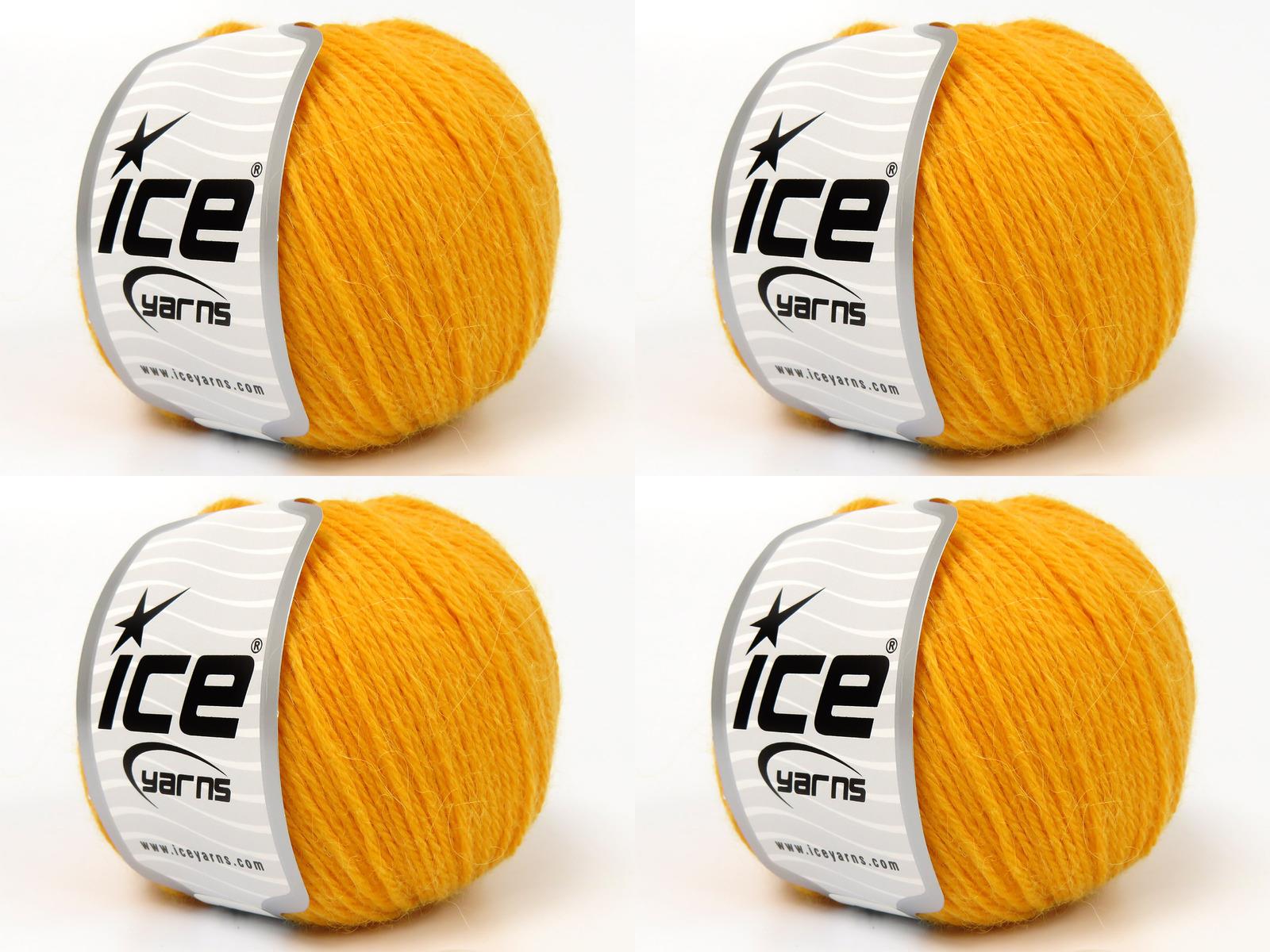 Lot of 4 Skeins Ice Yarns BABY ALPACA (45% Superwash Extrafine Merino Wool) Yarn Dark Yellow