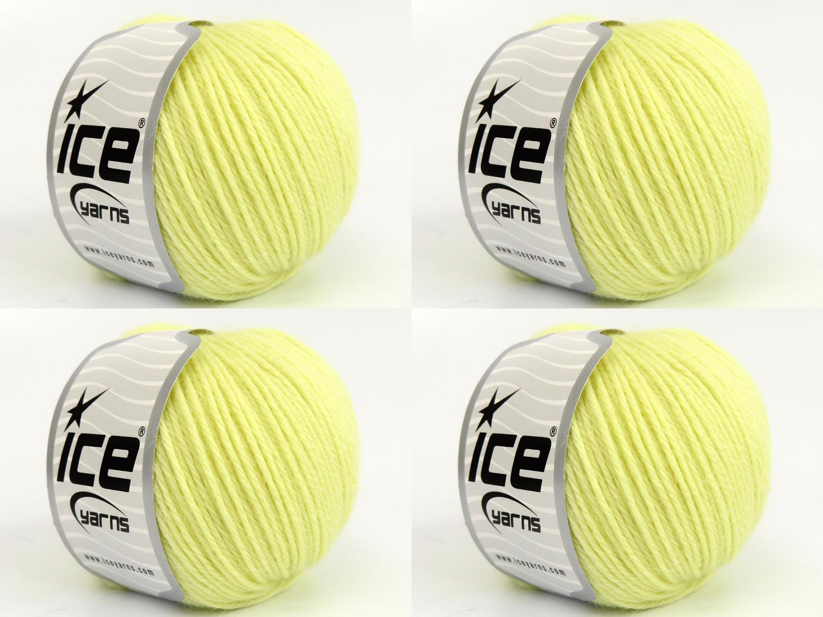 Lot of 4 Skeins Ice Yarns BABY ALPACA (45% Superwash Extrafine Merino Wool) Yarn Light Yellow