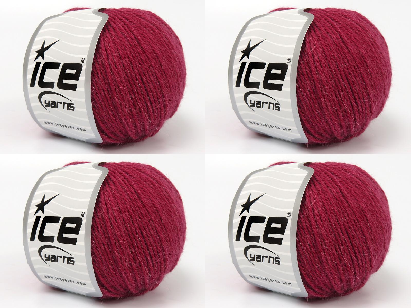 Lot of 4 Skeins Ice Yarns BABY ALPACA (55% Baby Alpaca 45% Superwash Extrafine Merino Wool) Yarn Dark Fuchsia