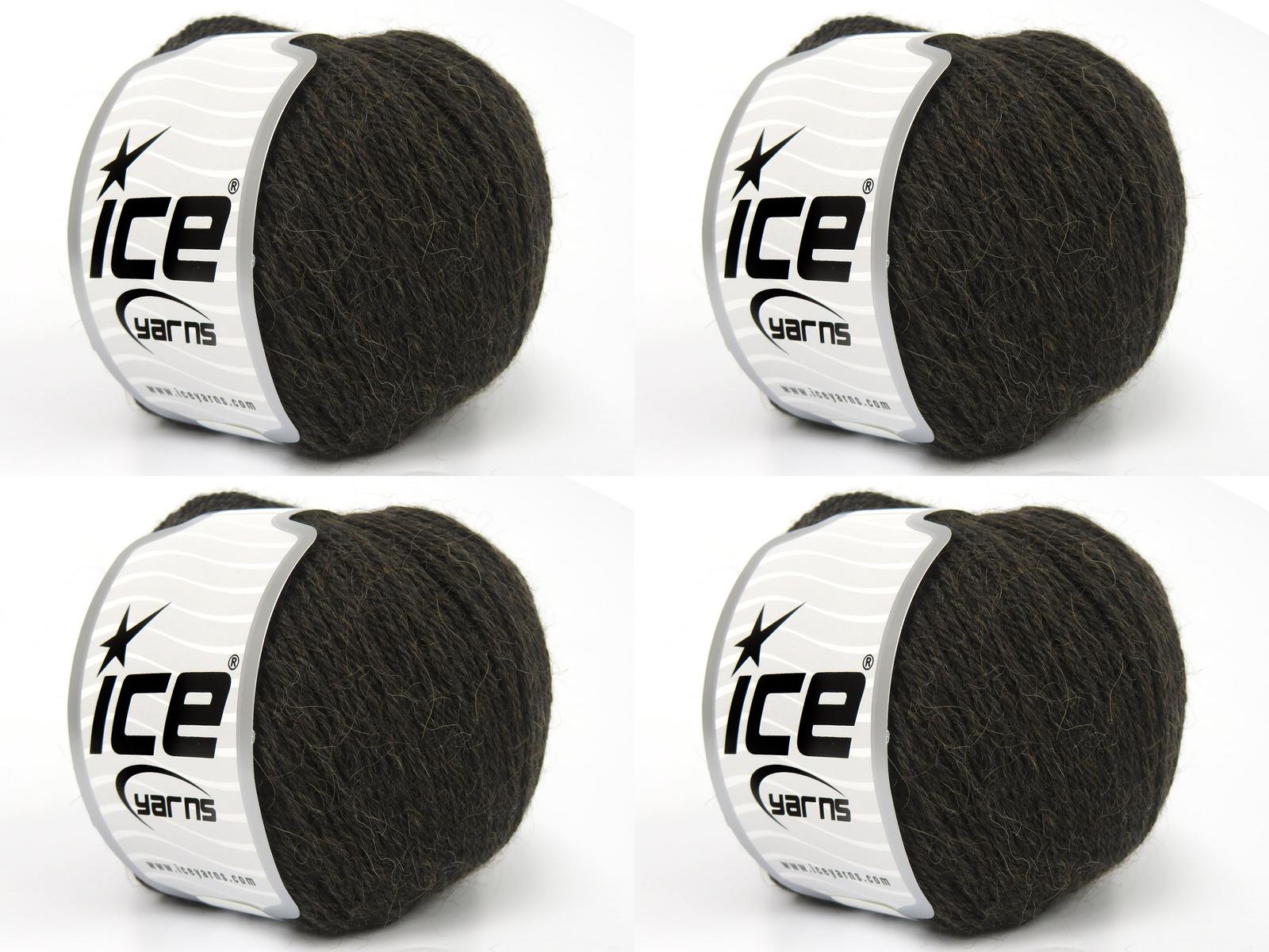Lot of 4 Skeins Ice Yarns BABY ALPACA NATURAL COLORS (55% Baby Alpaca 45% Superwash Extrafine Merino Wool) Yarn Dark Brown