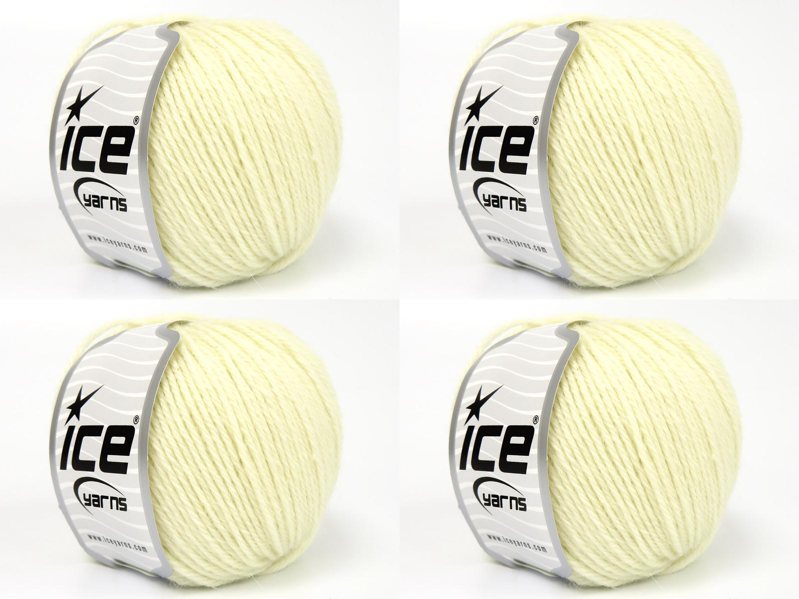 Lot of 4 Skeins Ice Yarns BABY ALPACA NATURAL COLORS (55% Baby Alpaca 45% Superwash Extrafine Merino Wool) Yarn Cream