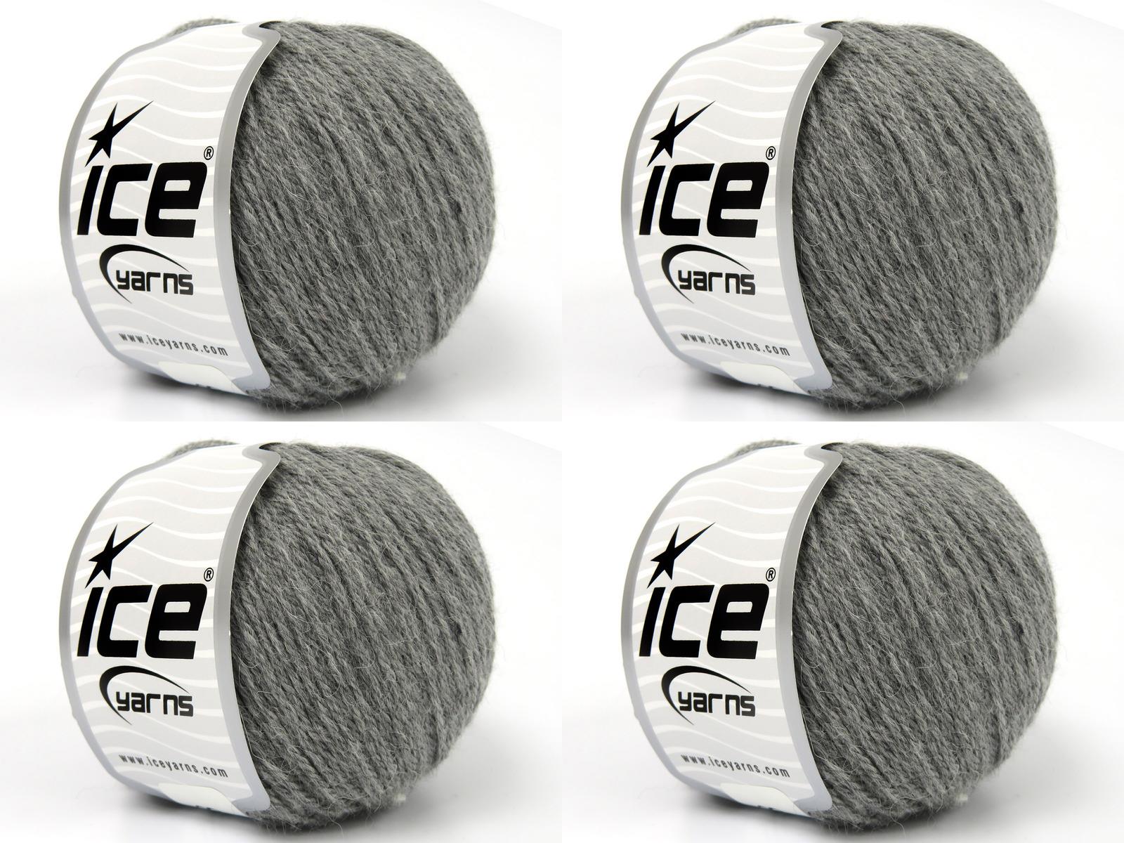 Lot of 4 Skeins Ice Yarns BABY ALPACA NATURAL COLORS (45% Superwash Extrafine Merino Wool) Yarn Grey