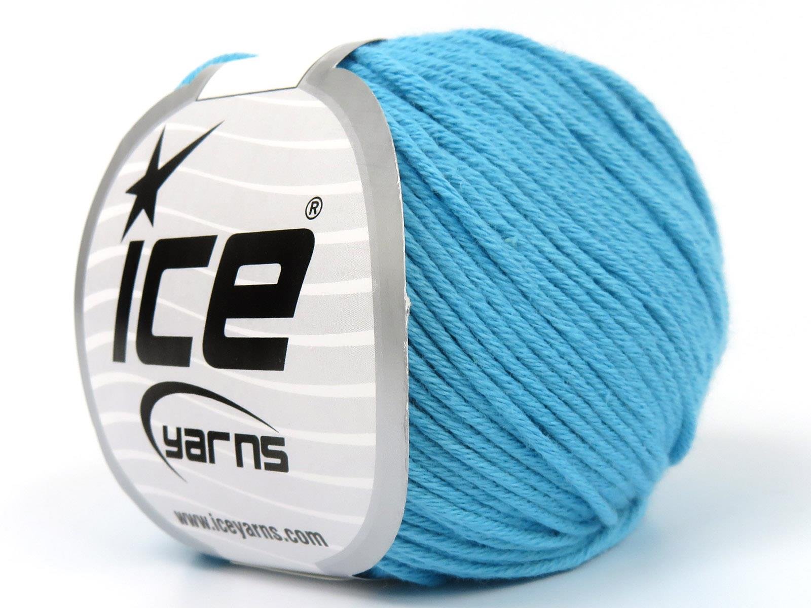 Lot of 4 Skeins Ice Yarns ORGANIC BABY COTTON (100% Organic Cotton) Yarn Turquoise