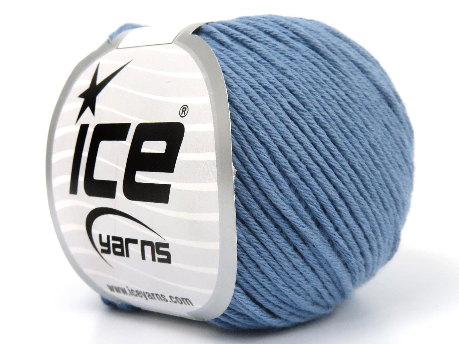 Lot of 4 Skeins Ice Yarns ORGANIC BABY COTTON (100% Organic Cotton) Yarn light indigo Blue