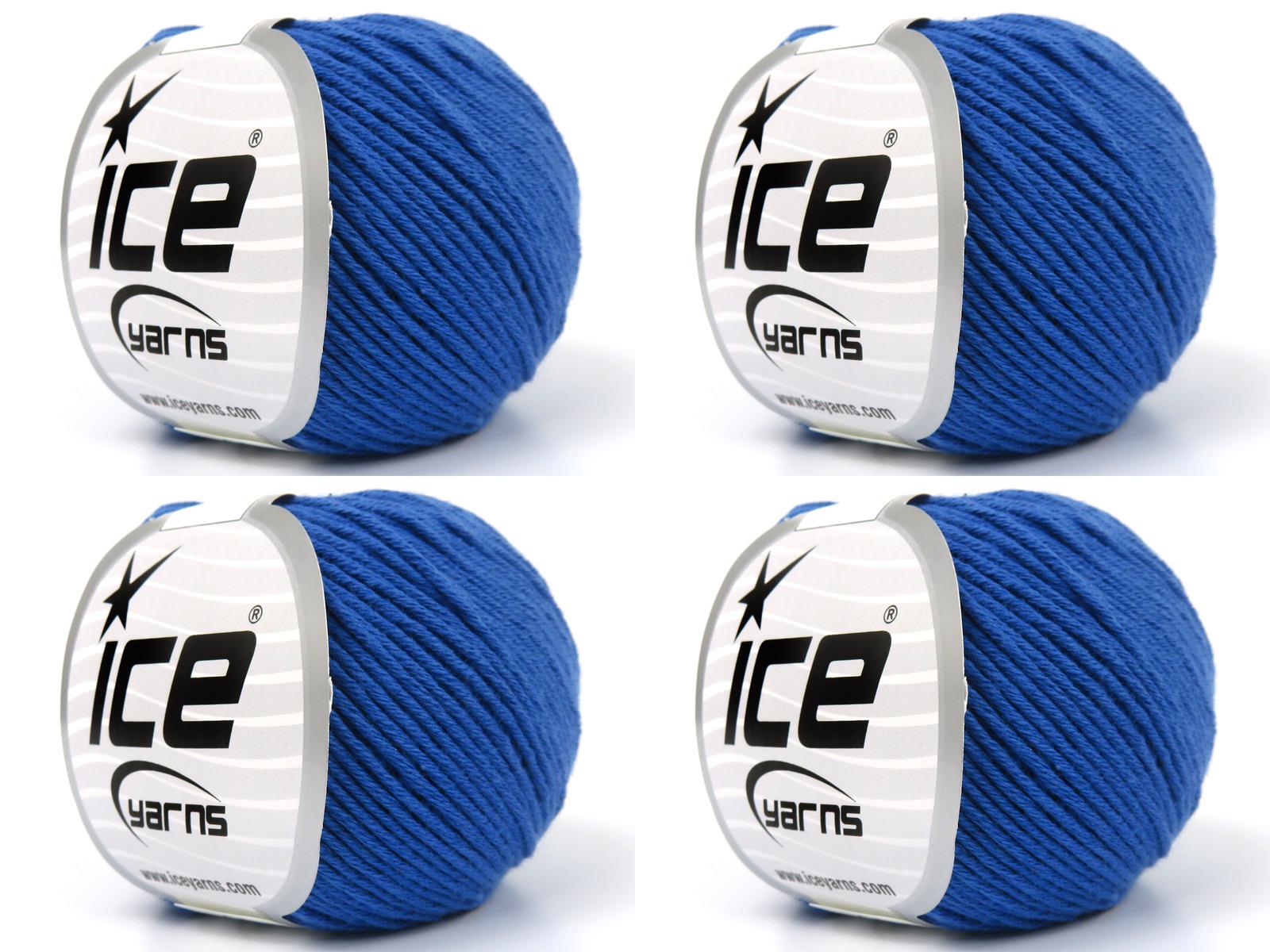 Lot of 4 Skeins Ice Yarns ORGANIC BABY COTTON (100% Organic Cotton) Yarn Blue