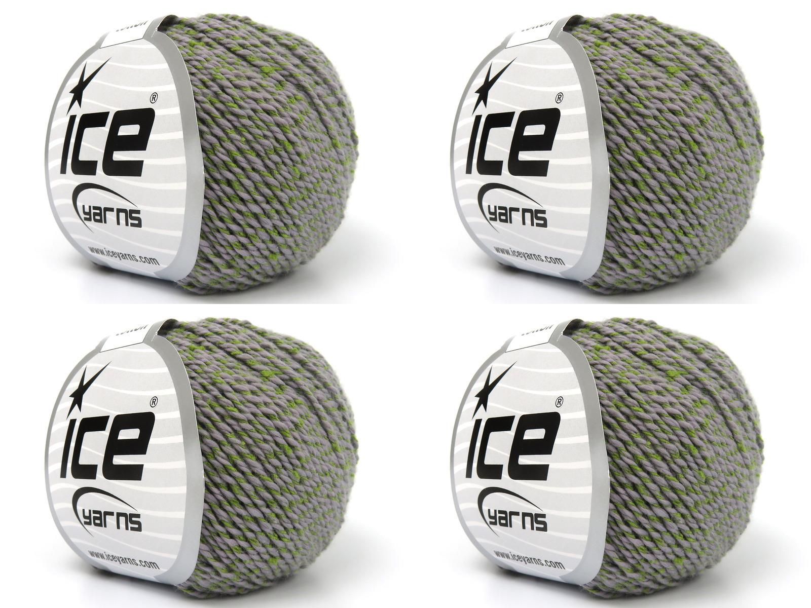 Lot of 4 Skeins Ice Yarns SILK COTTON Hand Knitting Yarn Green Light Grey