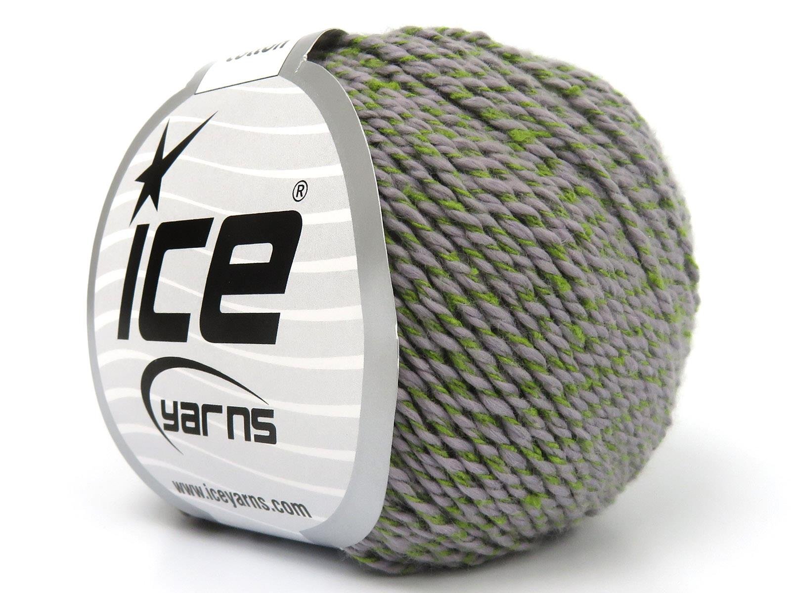 Lot of 4 Skeins Ice Yarns SILK COTTON Hand Knitting Yarn Green Light Grey