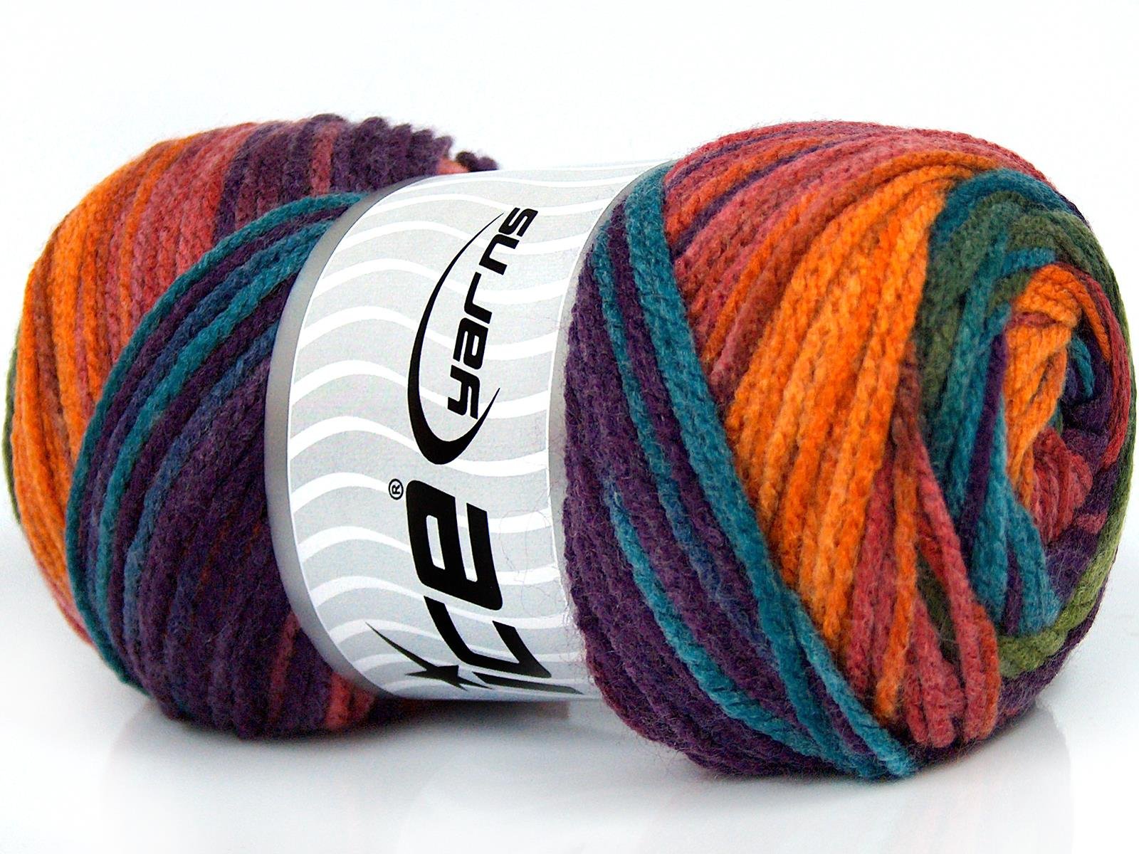 Lot of 4 x 100gr Skeins Ice Yarns AMBIANCE Yarn Orange Pink Purple Turquoise Green