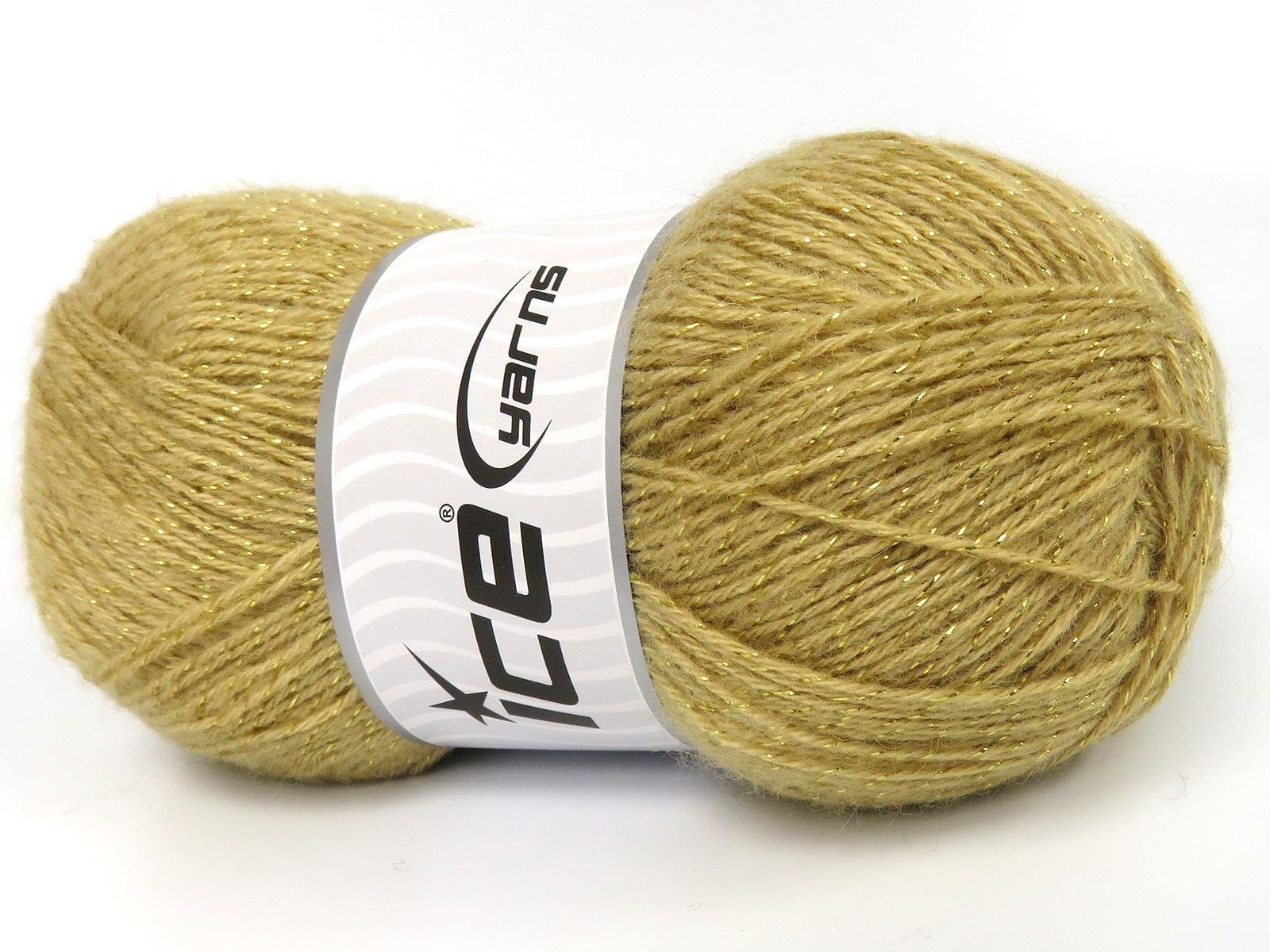 Lot of 4 x 100gr Skeins Ice Yarns ANGORA GLITZ (10% Mohair 15% Wool) Yarn Dark Cream