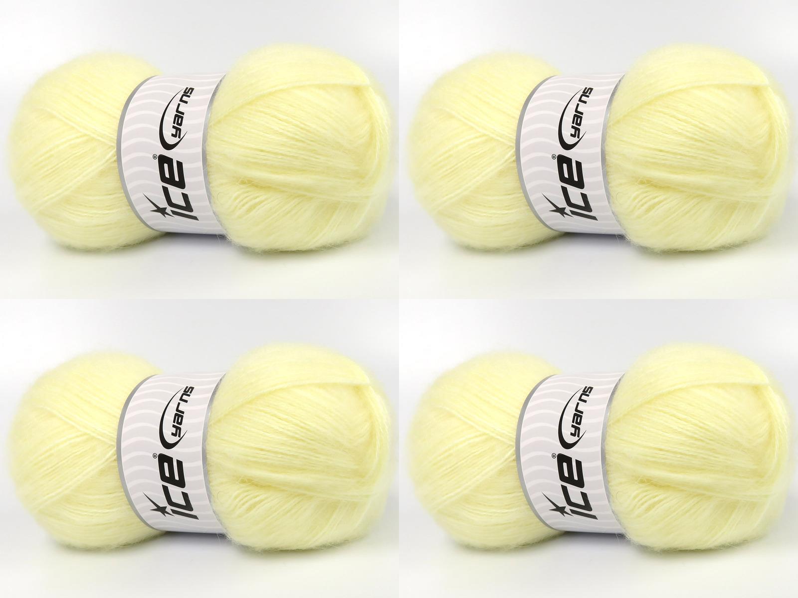 Lot of 4 x 100gr Skeins Ice Yarns ANGORA (10% Mohair 15% Wool) Yarn Cream