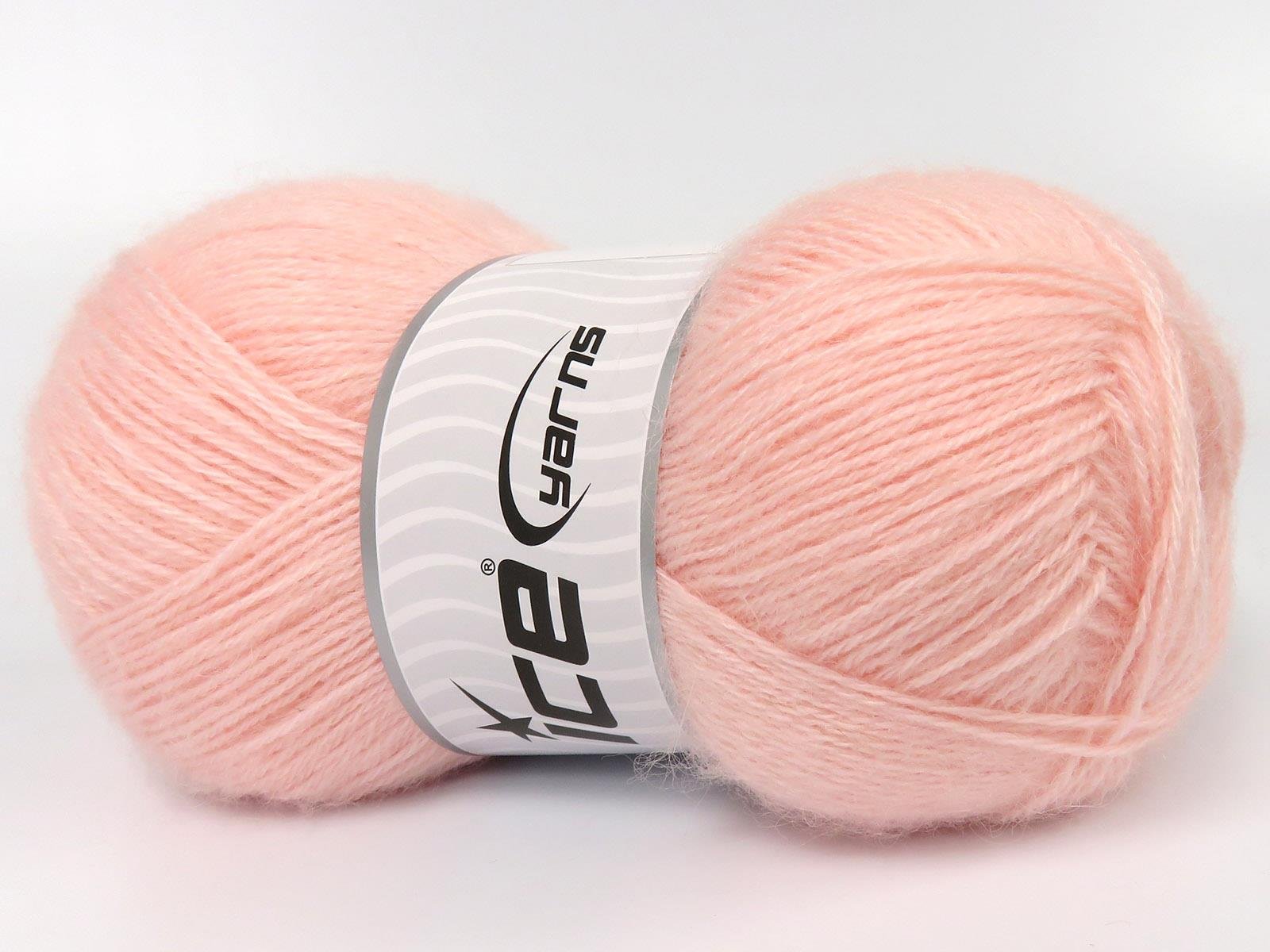 Lot of 4 x 100gr Skeins Ice Yarns ANGORA (10% Mohair 15% Wool) Yarn Baby Pink