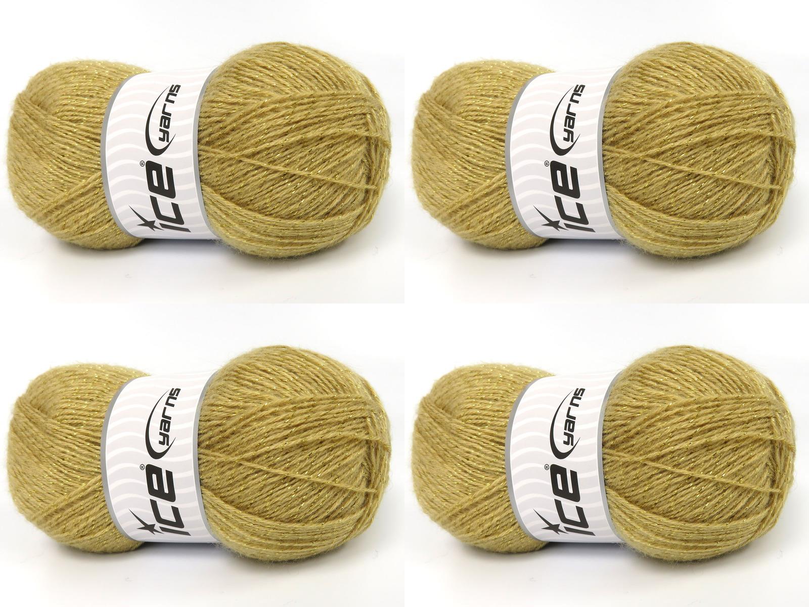 Lot of 4 x 100gr Skeins Ice Yarns ANGORA GLITZ (10% Mohair 15% Wool) Yarn Dark Cream