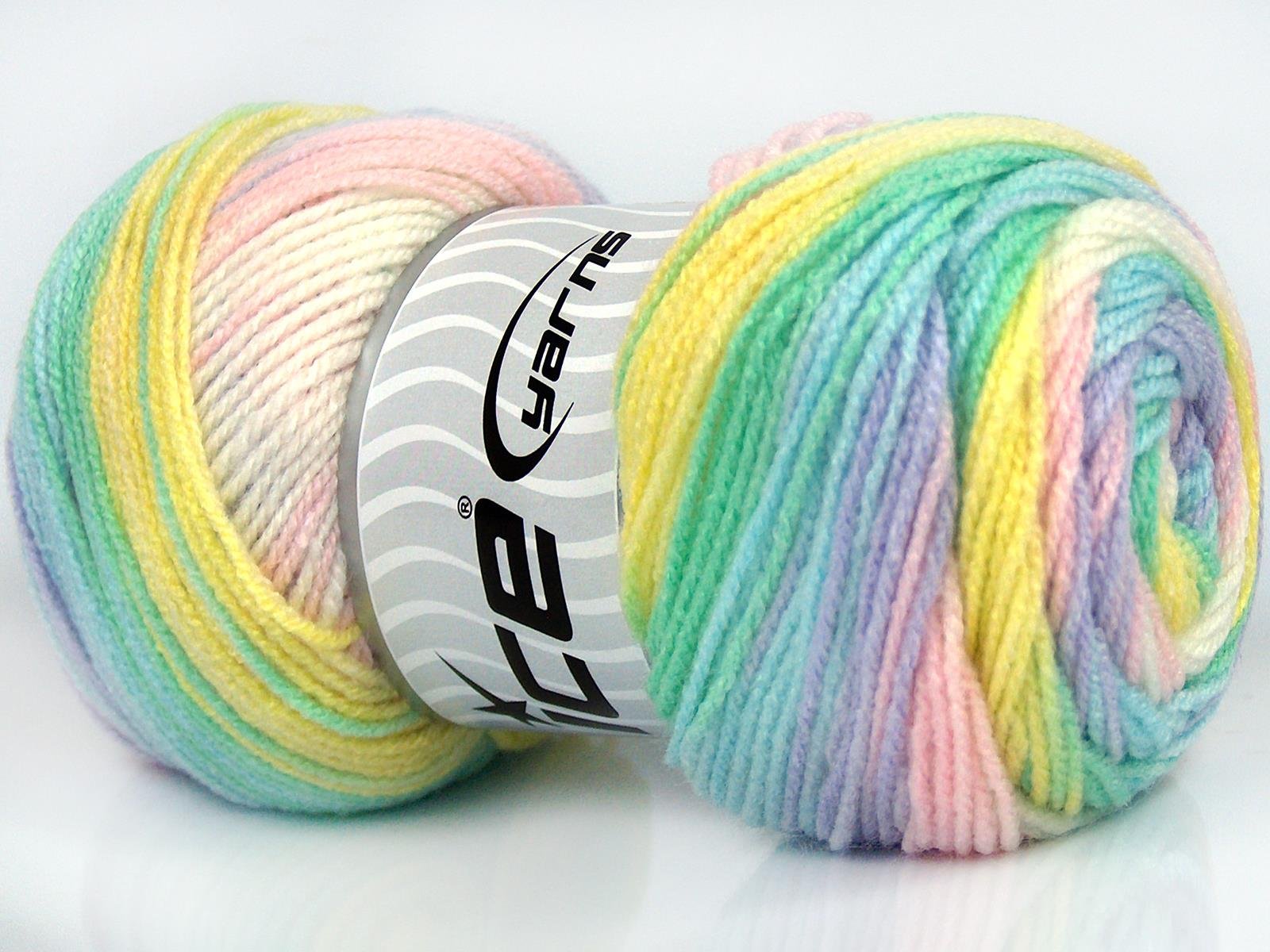 Lot of 4 x 100gr Skeins Ice Yarns BABY BATIK Hand Knitting Yarn Pastel Colors