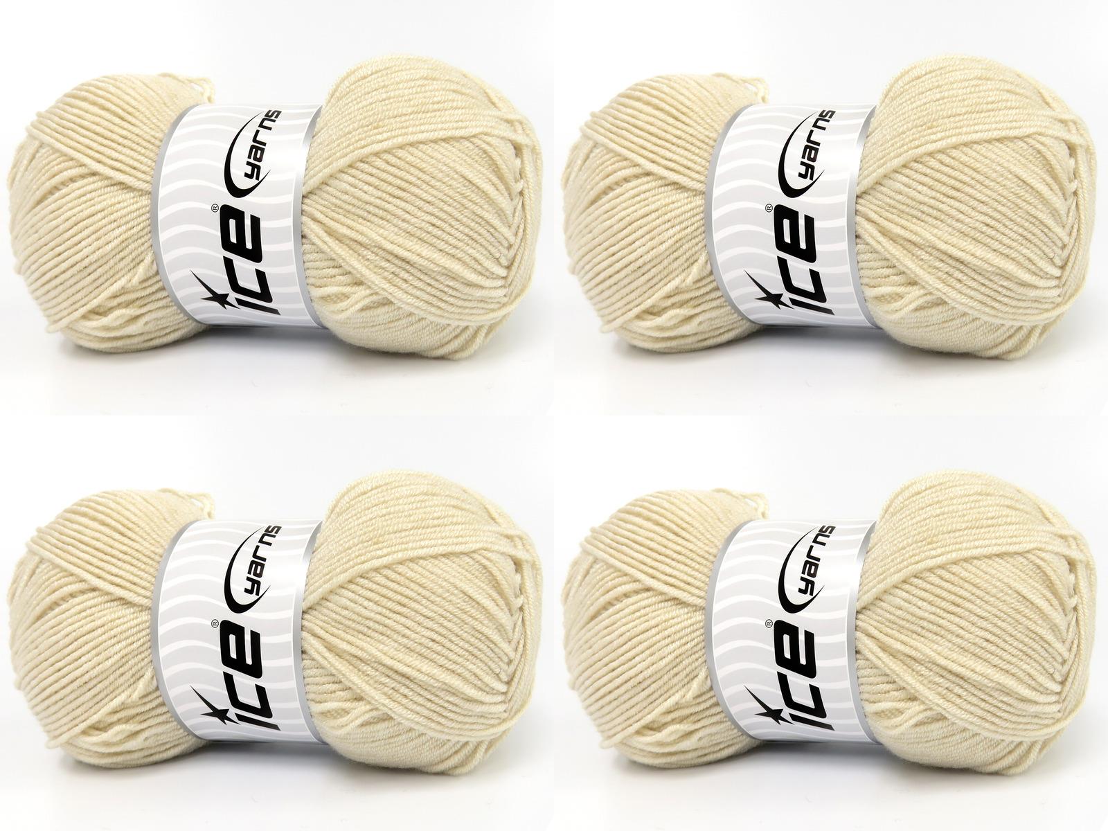 Lot of 4 x 100gr Skeins Ice Yarns BABY DREAM Hand Knitting Yarn Cream