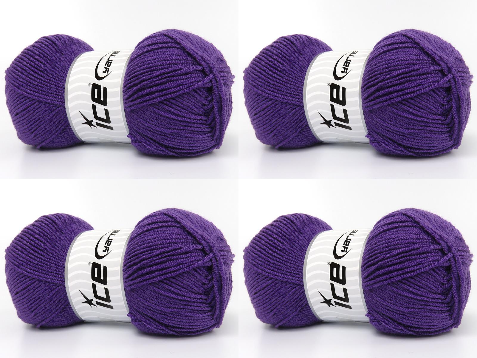 Lot of 4 x 100gr Skeins Ice Yarns BABY DREAM Hand Knitting Yarn Purple