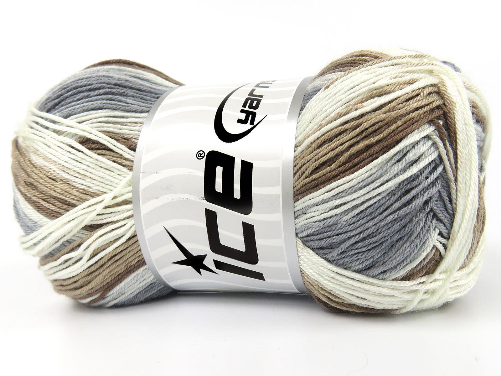 Lot of 4 x 100gr Skeins Ice Yarns BISCUIT Yarn Brown Shades Grey Shades