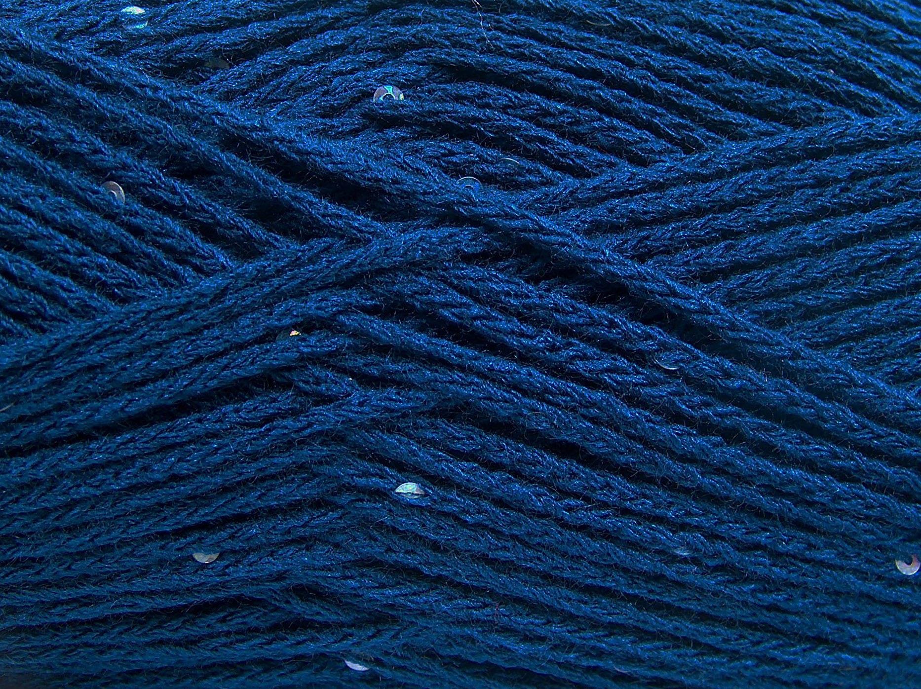 Lot of 4 x 100gr Skeins Ice Yarns CHAIN PAILLETTE (2% Paillette) Yarn Dark Blue