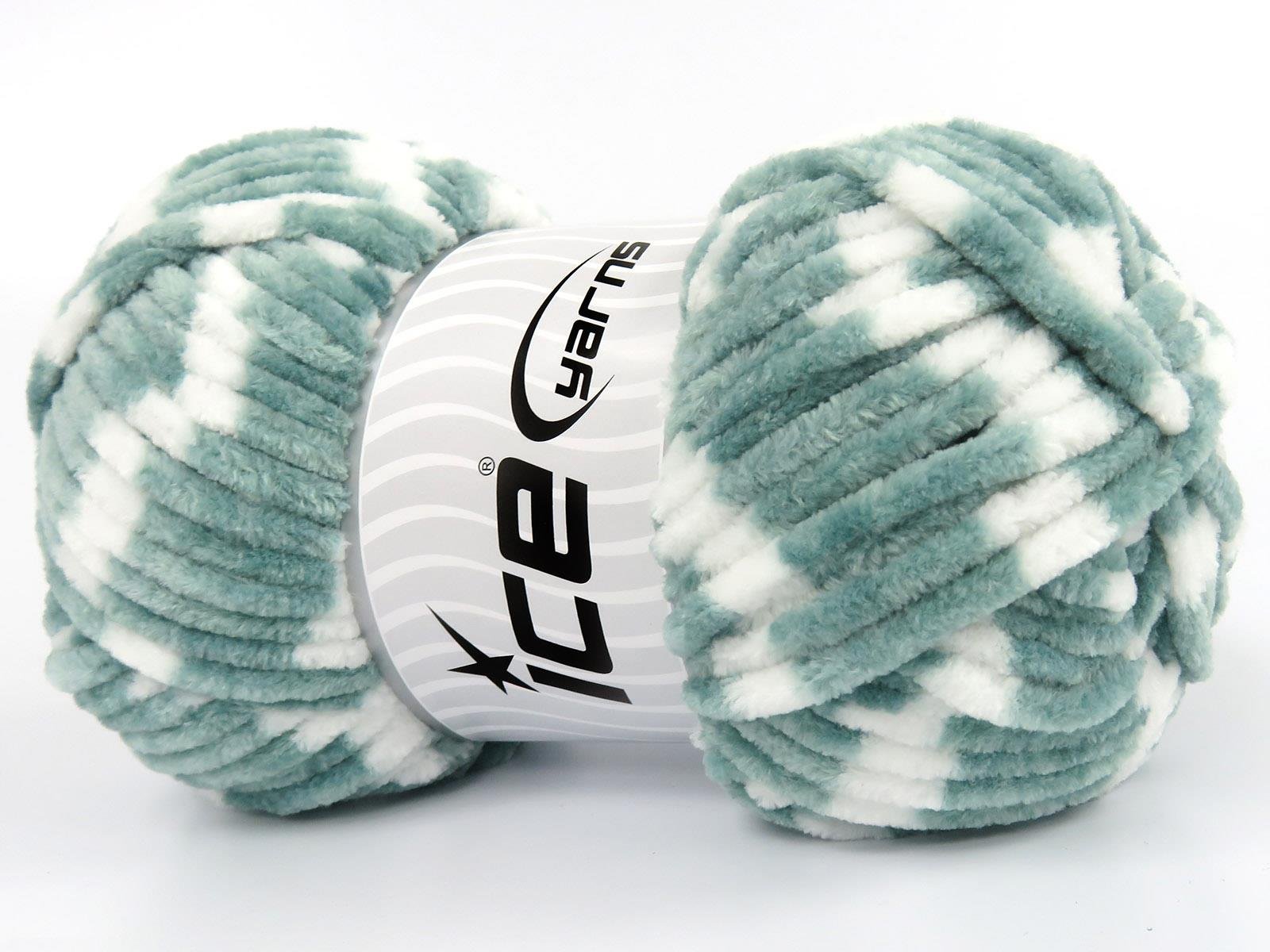 Lot of 4 x 100gr Skeins Ice Yarns CHENILLE BABY COLORS (100% MicroFiber) Yarn Green White