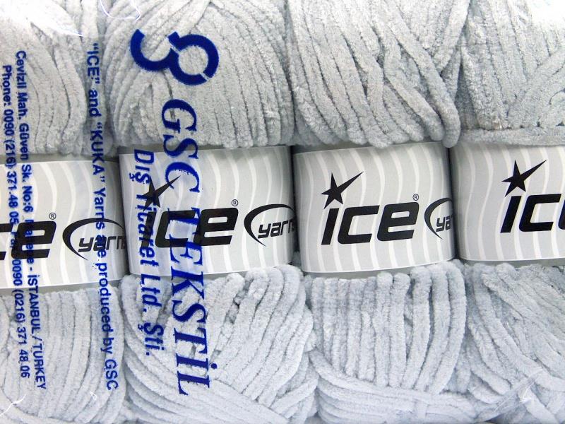 Lot of 4 x 100gr Skeins Ice Yarns CHENILLE BABY (100% MicroFiber) Yarn Grey
