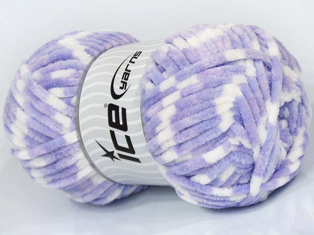 Lot of 4 x 100gr Skeins Ice Yarns CHENILLE BABY COLORS (100% MicroFiber) Yarn Lilac White