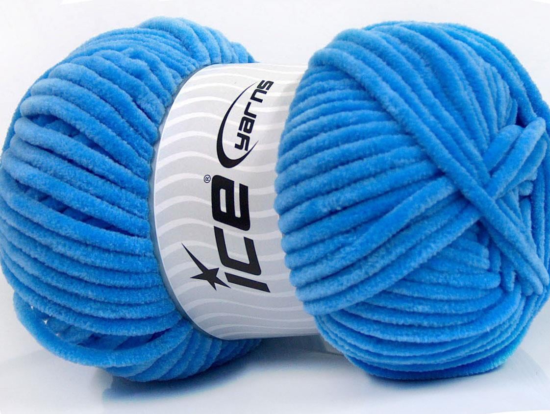 Lot of 4 x 100gr Skeins Ice Yarns CHENILLE BABY (100% MicroFiber) Yarn Blue