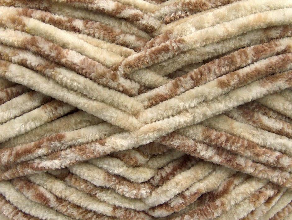 Lot of 4 x 100gr Skeins Ice Yarns CHENILLE SAFARI (100% MicroFiber) Yarn Cream Beige White