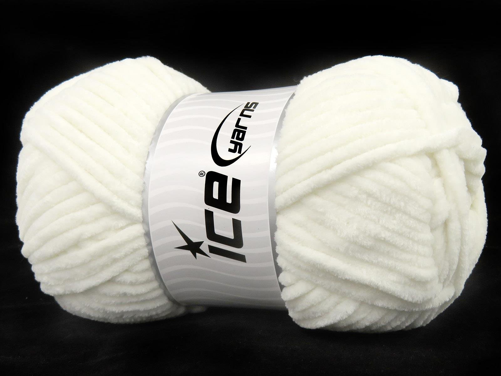 Lot of 4 x 100gr Skeins Ice Yarns CHENILLE BABY Hand Knitting Yarn Ecru