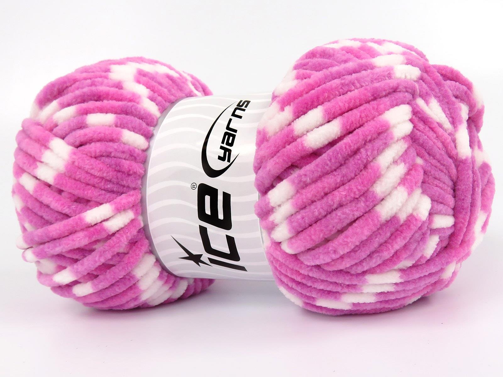 Lot of 4 x 100gr Skeins Ice Yarns CHENILLE BABY COLORS Yarn Pink White