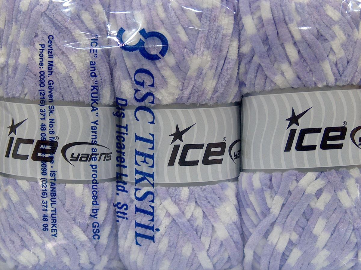 Lot of 4 x 100gr Skeins Ice Yarns CHENILLE BABY COLORS (100% MicroFiber) Yarn Lilac White