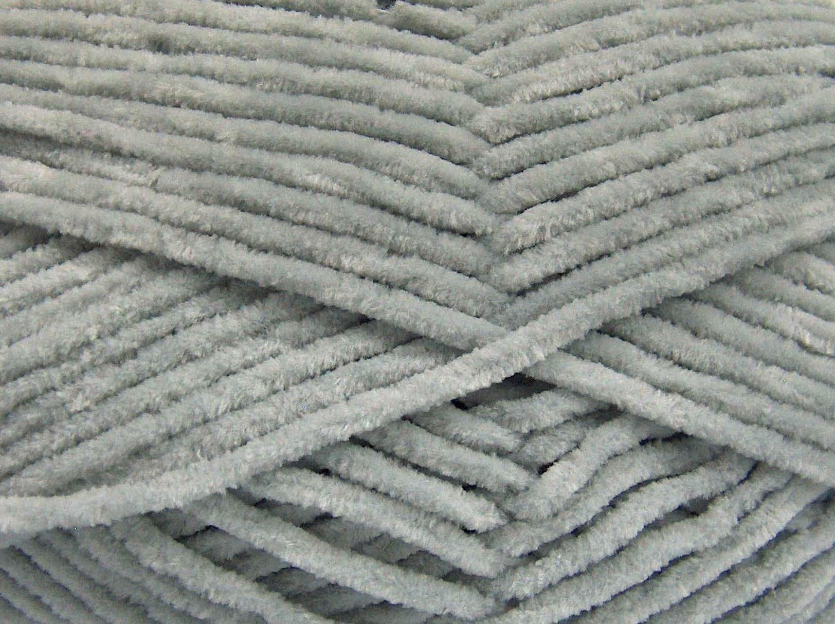 Lot of 4 x 100gr Skeins Ice Yarns CHENILLE BABY LIGHT (100% MicroFiber) Yarn Light Grey