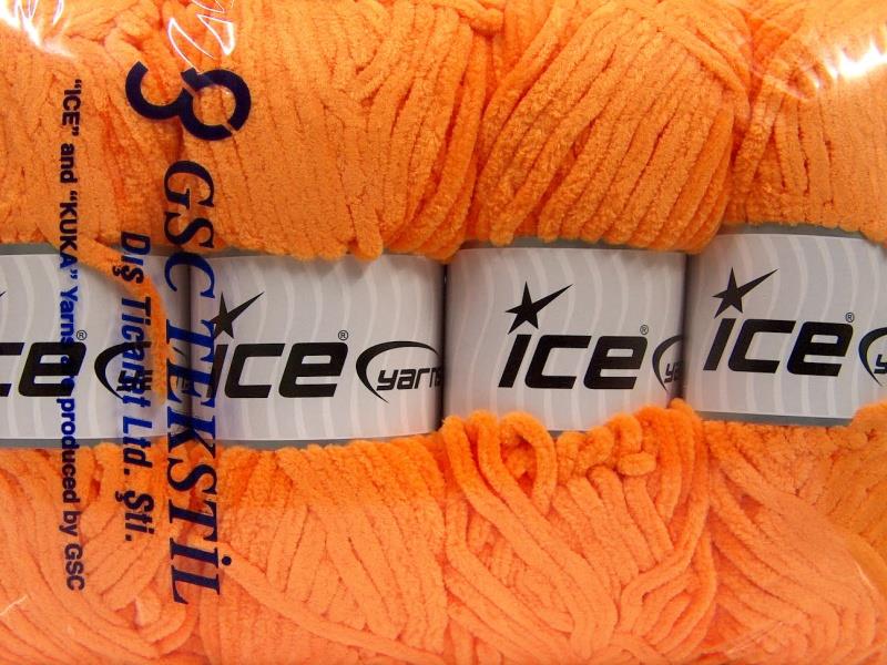 Lot of 4 x 100gr Skeins Ice Yarns CHENILLE BABY (100% MicroFiber) Yarn Orange